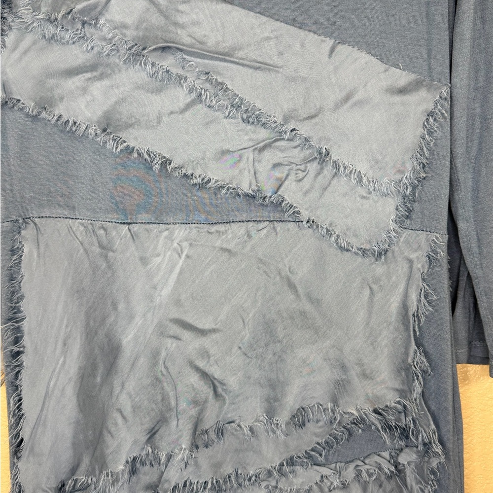 Made in Italy Womens Blue Sz S Boho Fringe Tunic Layered Raw Hem - Picture 6 of 11
